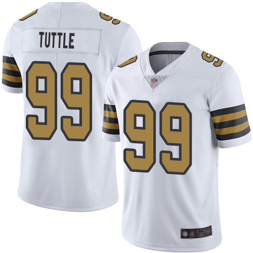 Men New Orleans Saints Limited White Men Shy Tuttle Jersey NFL Football 99 Rush Vapor Untouchable Jersey